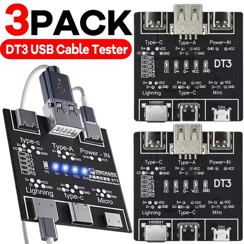 Micro Usb Cable - 1-3 pièces, testeur USB DT3, carte